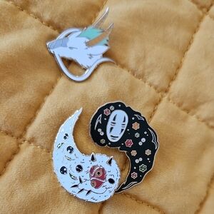 Studio Ghibli Enamel Pin Set - Black and White